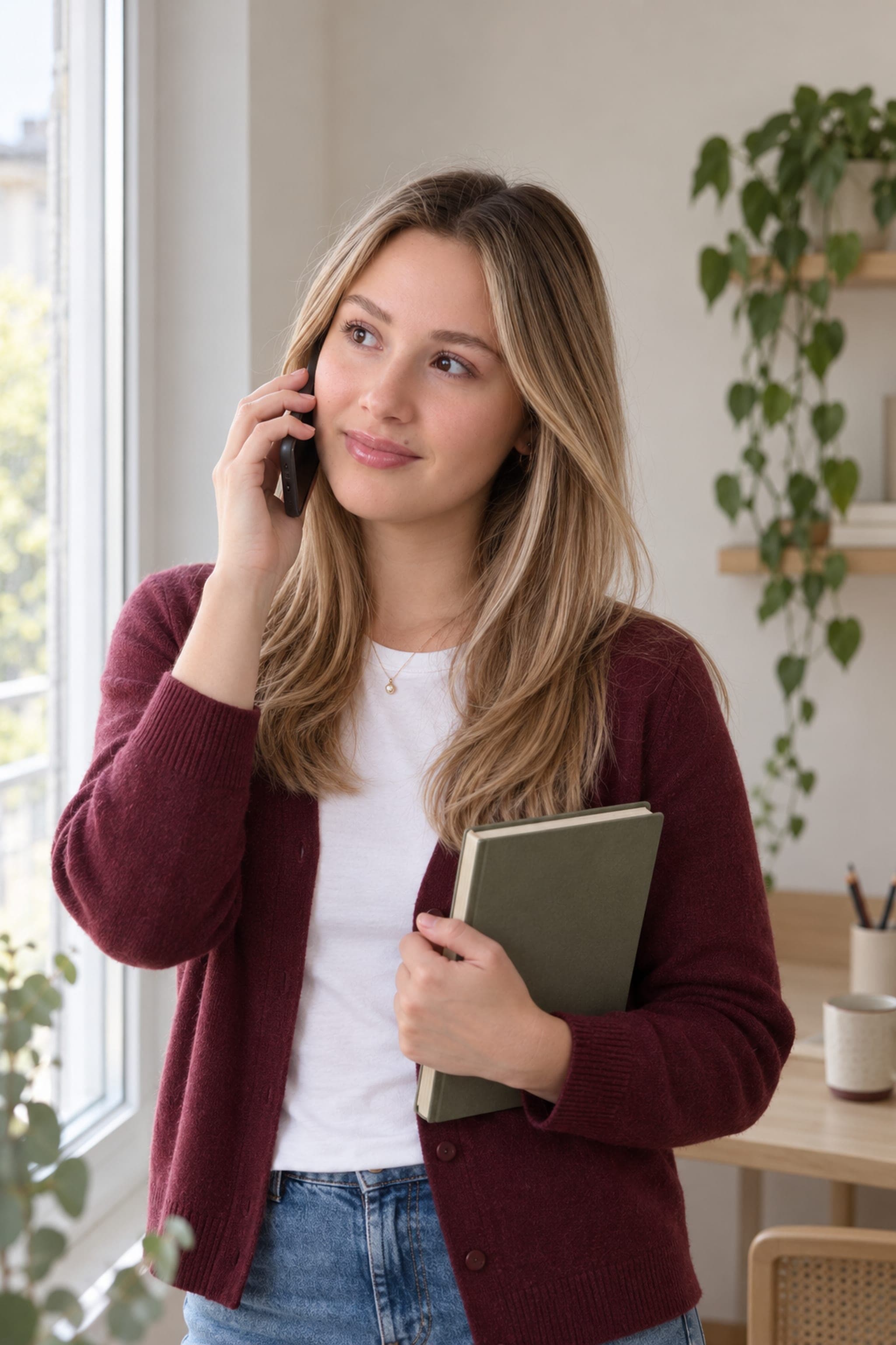 Lara am Telefon in ihrem Arbeitszimmer in Zürich